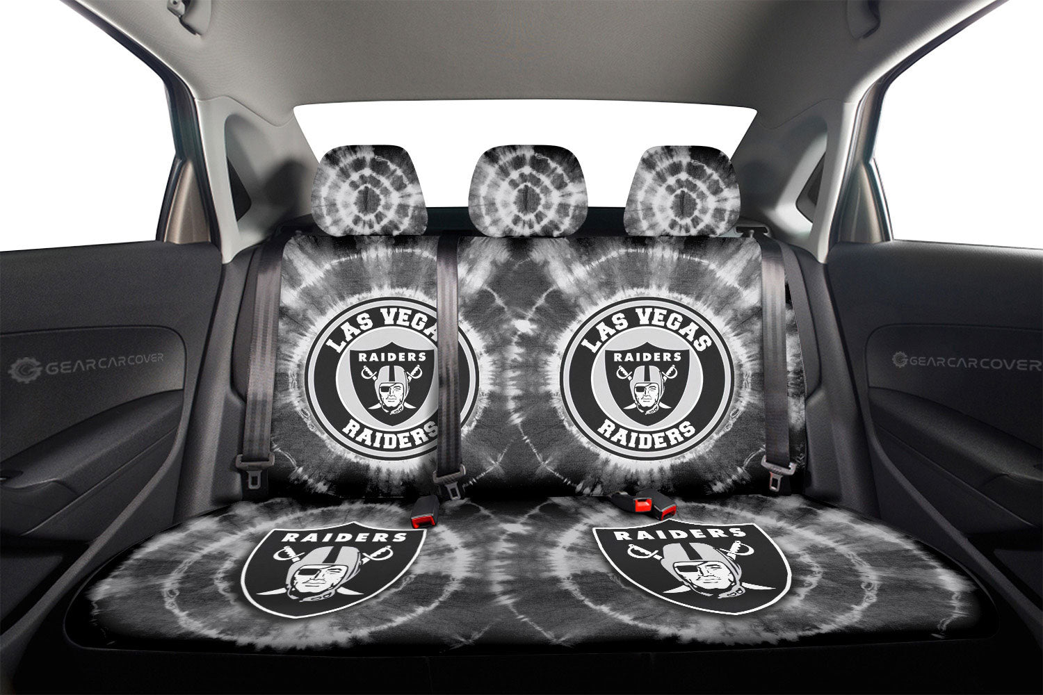 Las Vegas Raiders Car Back Seat Covers Custom Tie Dye Car Accessories - Gearcarcover - 2