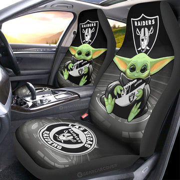 Las Vegas Raiders Car Seat Covers Baby Yoda Car Accessories For Fan - Gearcarcover - 1