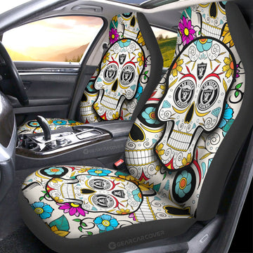 Las Vegas Raiders Car Seat Covers Custom Sugar Skull Car Accessories - Gearcarcover - 1