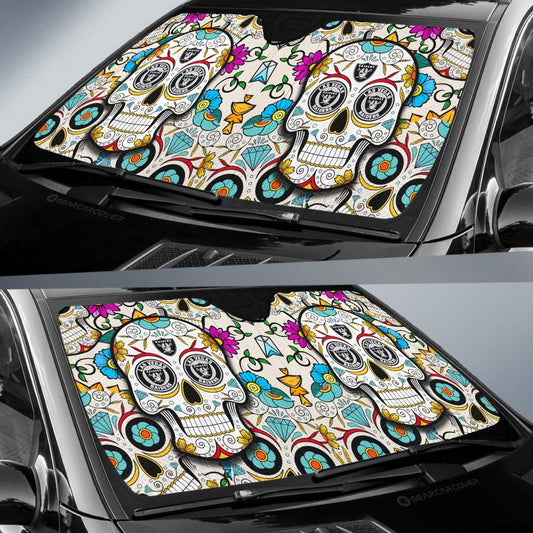 Las Vegas Raiders Car Sunshade Custom Sugar Skull Car Accessories - Gearcarcover - 2