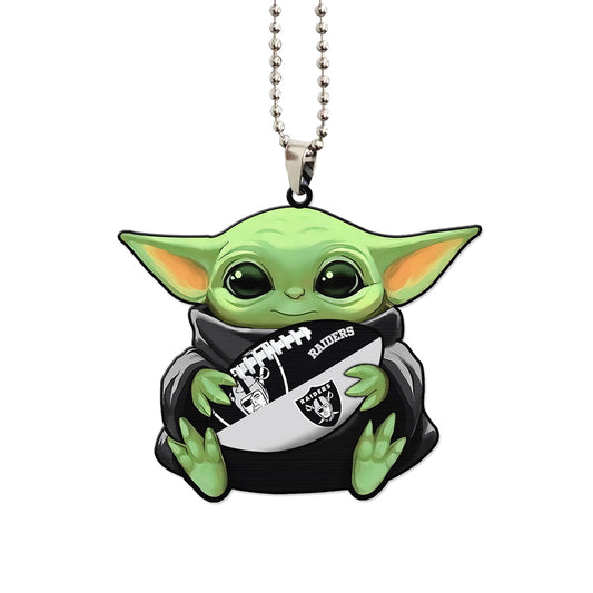 Las Vegas Raiders Ornament Baby Yoda Car Accessories - Gearcarcover - 1