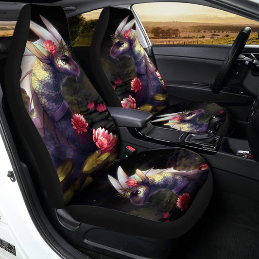 Legendary Creature Dragon Car Seat Covers Custom With Lotus Flower - Gearcarcover - 2