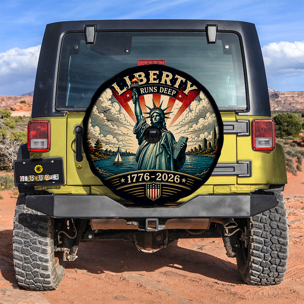 Liberty Runs Deep USA 250 Years Spare Tire Cover With Camera Hole - Gearcarcover - 3