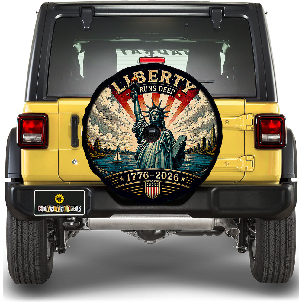 Liberty Runs Deep USA 250 Years Spare Tire Cover With Camera Hole - Gearcarcover - 2