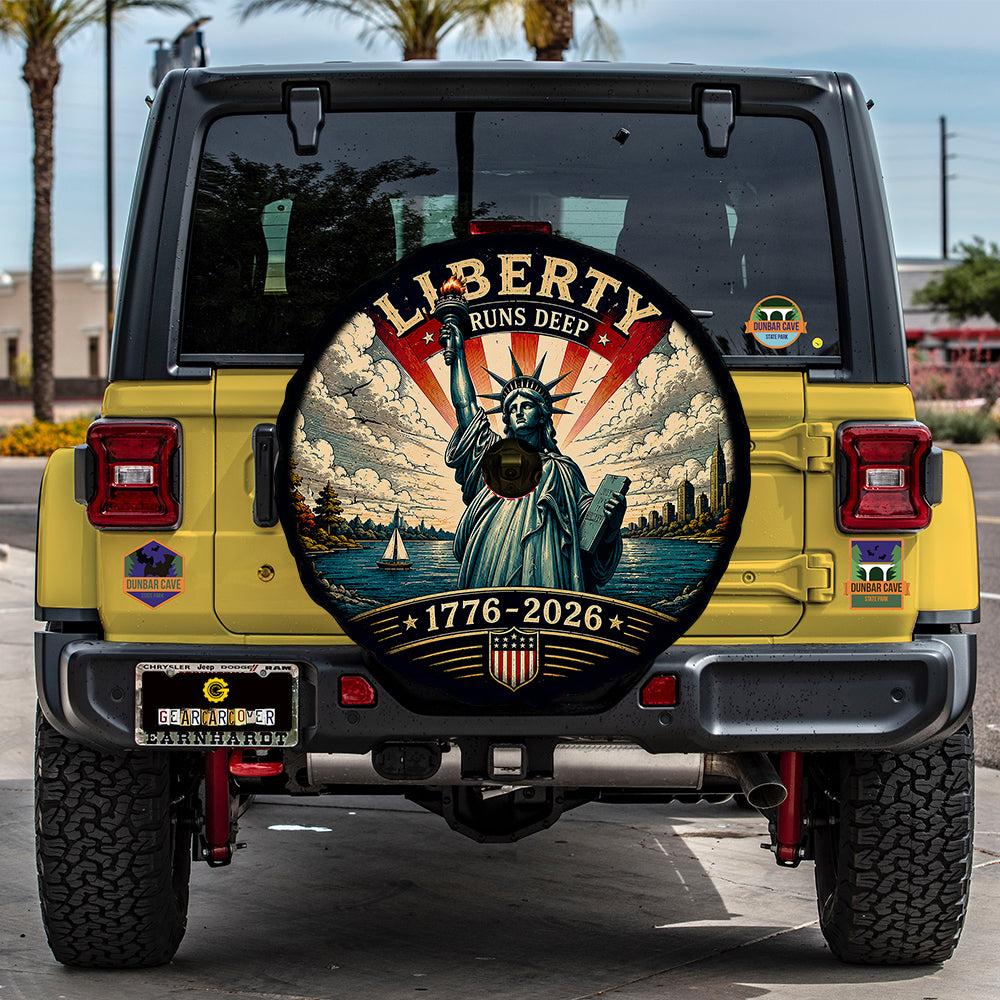 Liberty Runs Deep USA 250 Years Spare Tire Cover With Camera Hole - Gearcarcover - 1