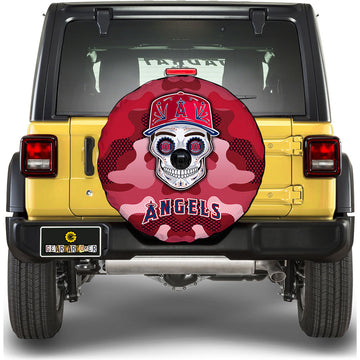 Los Angeles Angels Spare Tire Covers Camera Hole Skull Theme Collection - Gearcarcover - 1