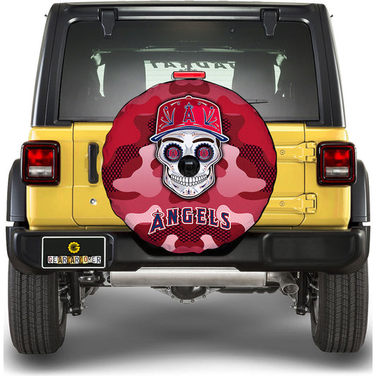 Los Angeles Angels Spare Tire Covers Camera Hole Skull Theme Collection - Gearcarcover - 1