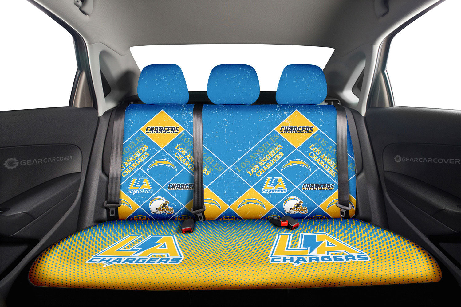 Los Angeles Chargers Car Back Seat Covers Sporty Team Collection - Gearcarcover - 2