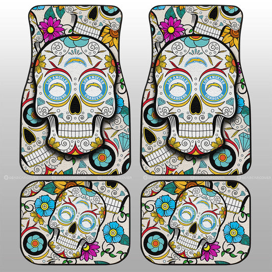 Los Angeles Chargers Car Floor Mats Custom Sugar Skull Car Accessories - Gearcarcover - 1