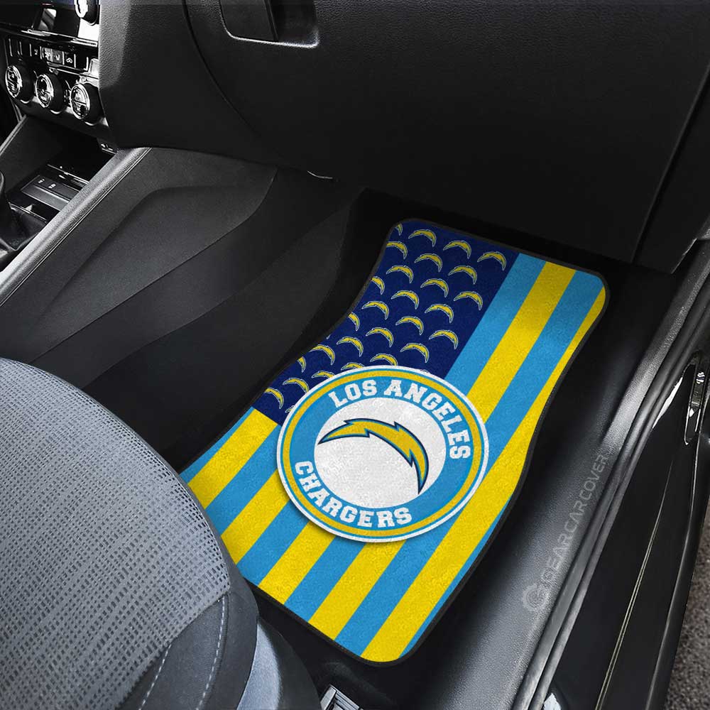 Los Angeles Chargers Car Floor Mats Custom US Flag Style - Gearcarcover - 3