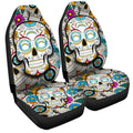 Los Angeles Chargers Car Seat Covers Custom Sugar Skull Car Accessories - Gearcarcover - 3