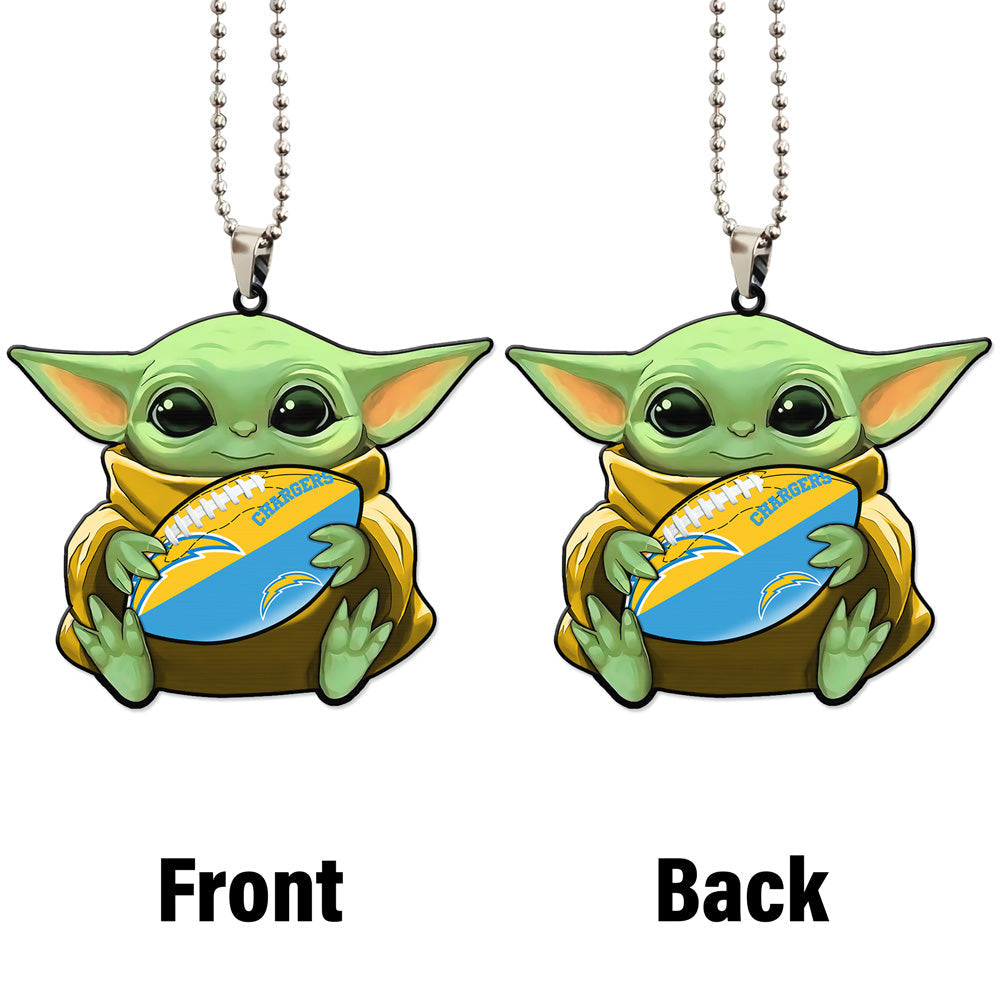 Los Angeles Chargers Ornament Baby Yoda Car Accessories - Gearcarcover - 4