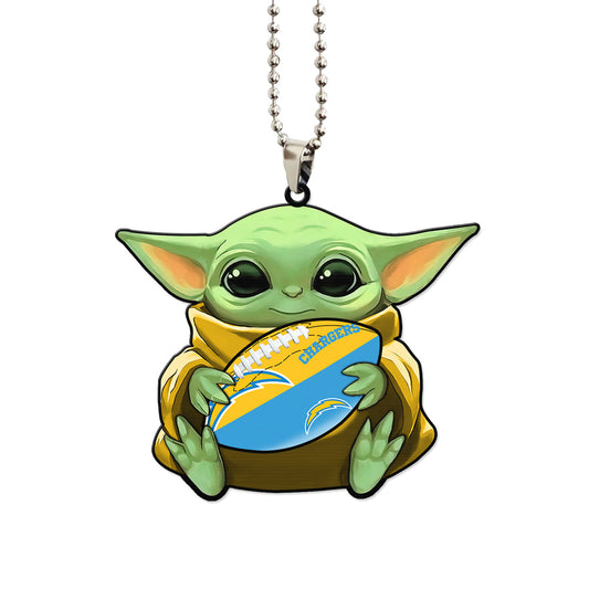 Los Angeles Chargers Ornament Baby Yoda Car Accessories - Gearcarcover - 1
