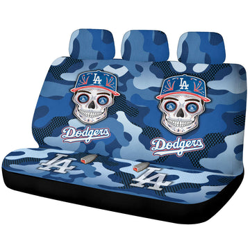 Los Angeles Dodgers Car Back Seat Covers Skull Theme Collection - Gearcarcover - 1