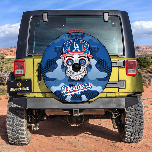 Los Angeles Dodgers Spare Tire Covers Camera Hole Skull Theme Collection - Gearcarcover - 2