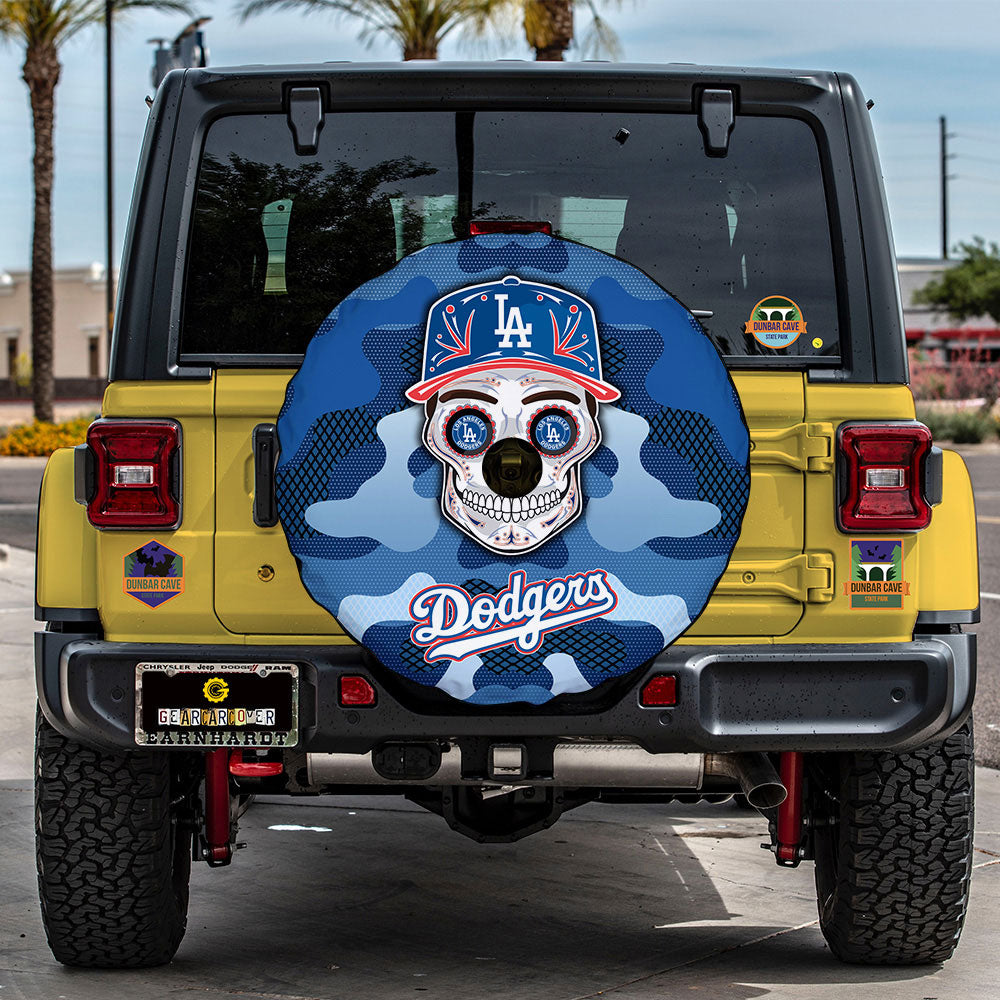 Los Angeles Dodgers Spare Tire Covers Camera Hole Skull Theme Collection - Gearcarcover - 3