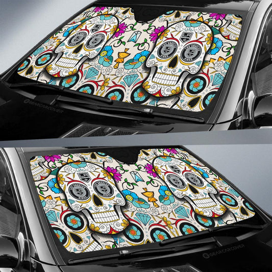 Los Angeles Kings Car Sunshade Custom Sugar Skull Car Accessories - Gearcarcover - 2