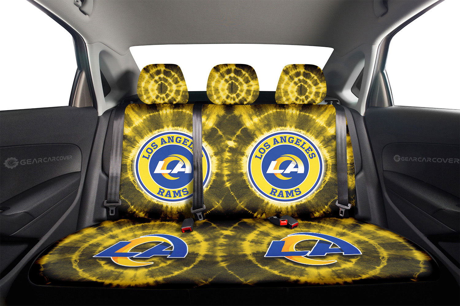 Los Angeles Rams Car Back Seat Covers Custom Tie Dye Car Accessories - Gearcarcover - 2