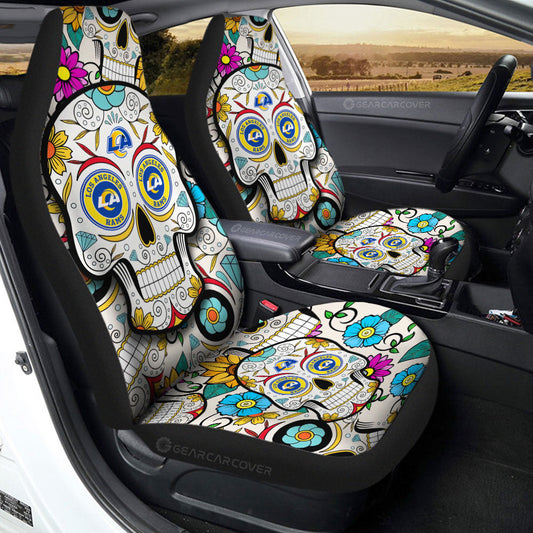 Los Angeles Rams Car Seat Covers Custom Sugar Skull Car Accessories - Gearcarcover - 2