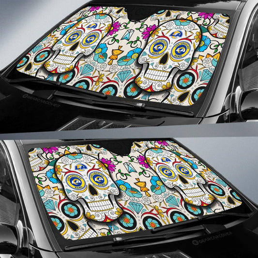 Los Angeles Rams Car Sunshade Custom Sugar Skull Car Accessories - Gearcarcover - 2