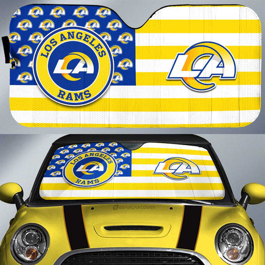 Los Angeles Rams Car Sunshade Custom US Flag Style - Gearcarcover - 1