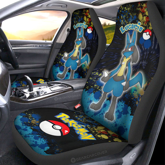 Lucario Car Seat Covers Custom Tie Dye Style Anime Car Accessories - Gearcarcover - 2