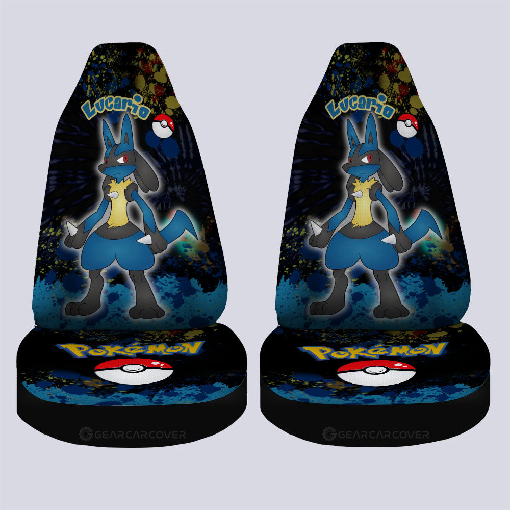 Lucario Car Seat Covers Custom Tie Dye Style Anime Car Accessories - Gearcarcover - 4