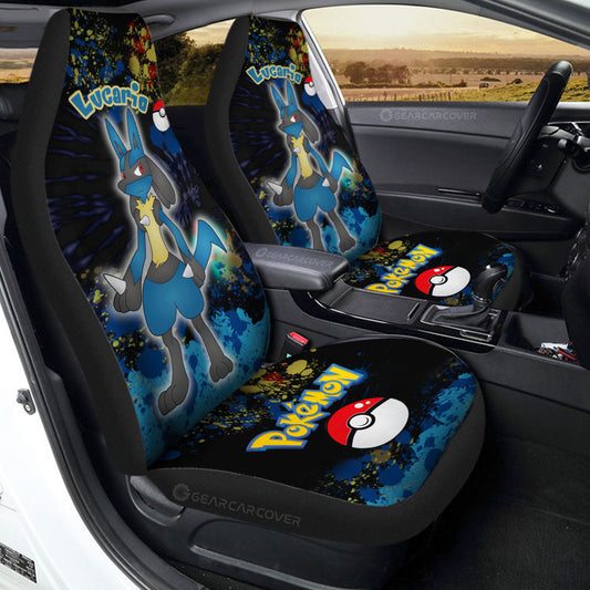 Lucario Car Seat Covers Custom Tie Dye Style Anime Car Accessories - Gearcarcover - 1