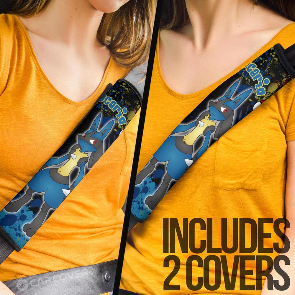 Lucario Seat Belt Covers Custom Tie Dye Style Anime Car Accessories - Gearcarcover - 3