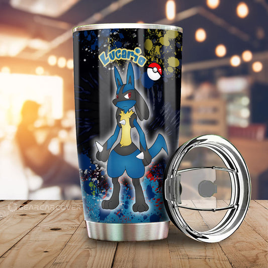 Lucario Tumbler Cup Custom Tie Dye Style Anime Car Accessories - Gearcarcover - 1