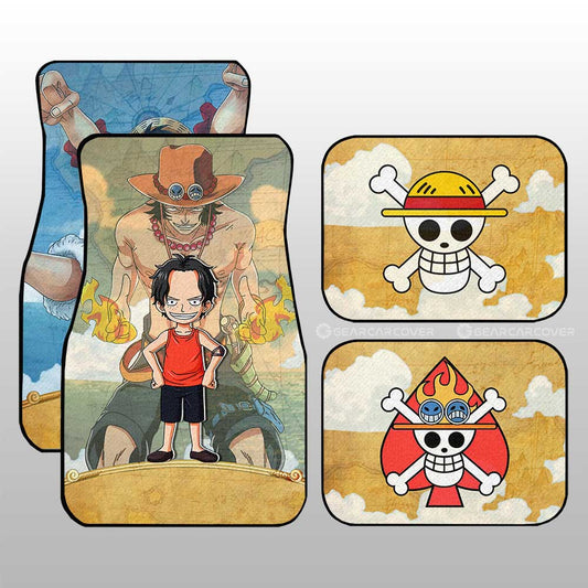 Luffy And Ace Car Floor Mats Custom Map Car Accessories For Fans - Gearcarcover - 2