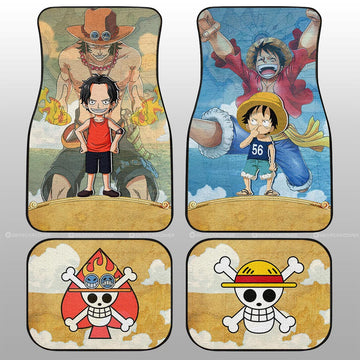 Luffy And Ace Car Floor Mats Custom Map Car Accessories For Fans - Gearcarcover - 1