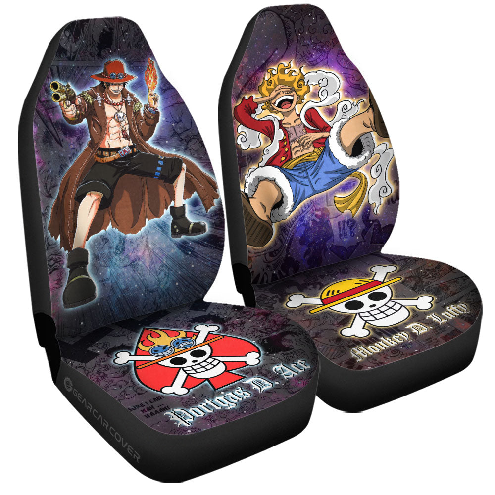 Luffy And Ace Car Seat Covers Custom Car Accessories Manga Galaxy Style - Gearcarcover - 3