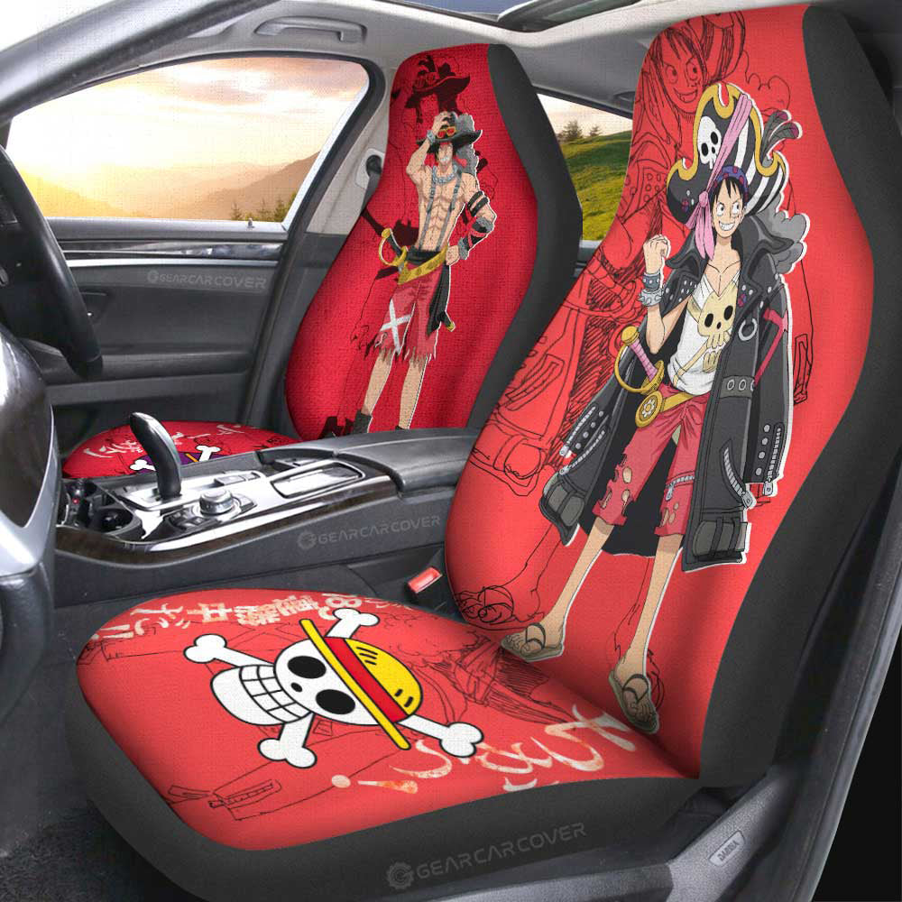 Luffy And Ace Car Seat Covers Custom Red Car Accessories - Gearcarcover - 4