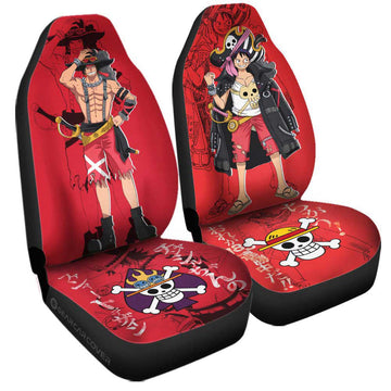 Luffy And Ace Car Seat Covers Custom Red Car Accessories - Gearcarcover - 1