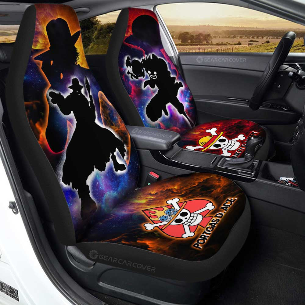 Luffy And Ace Car Seat Covers Custom Silhouette Style - Gearcarcover - 1