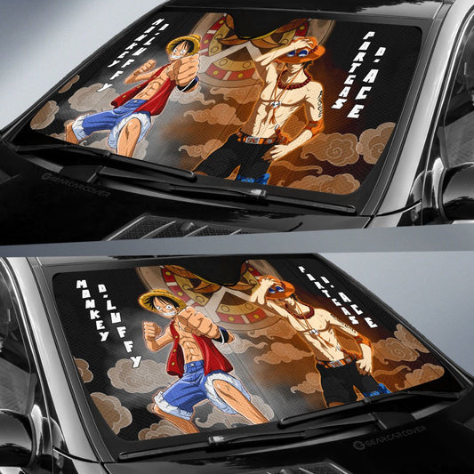 Luffy And Ace Car Sunshade Custom For Fans - Gearcarcover - 2