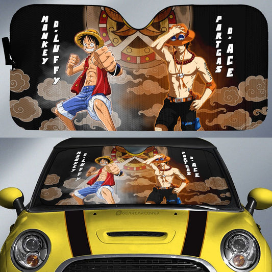 Luffy And Ace Car Sunshade Custom For Fans - Gearcarcover - 1