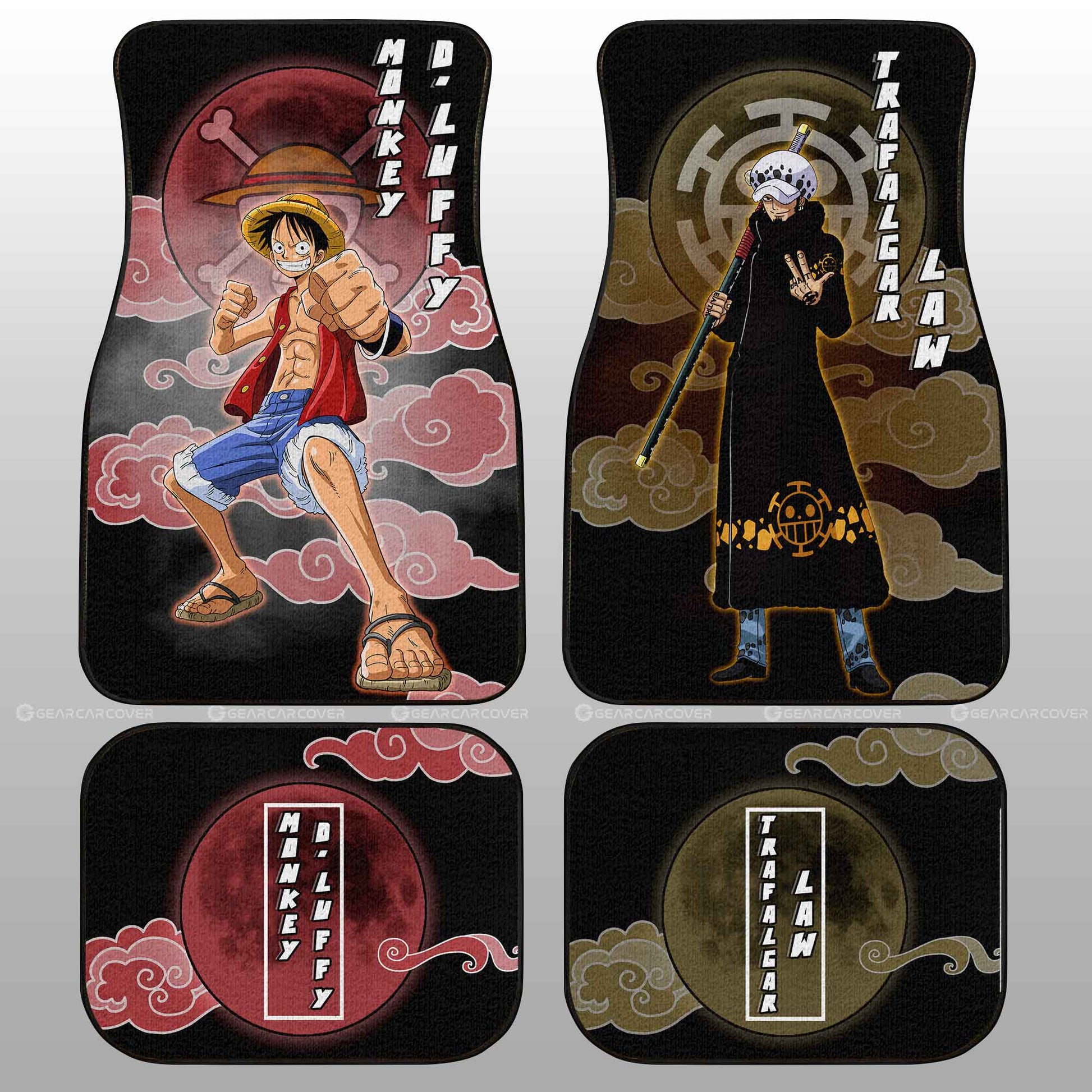 Luffy And Law Car Floor Mats Custom For Fans - Gearcarcover - 1