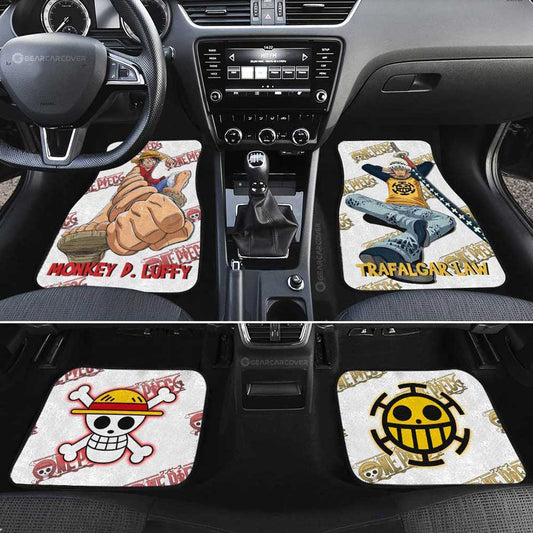 Luffy And Law Car Floor Mats Custom - Gearcarcover - 2