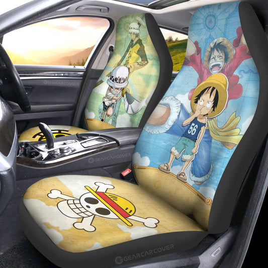 Luffy And Law Car Seat Covers Custom Map Car Accessories For Fans - Gearcarcover - 2