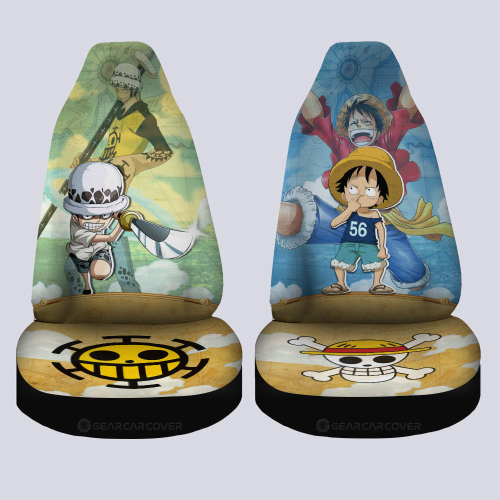 Luffy And Law Car Seat Covers Custom Map Car Accessories For Fans - Gearcarcover - 4