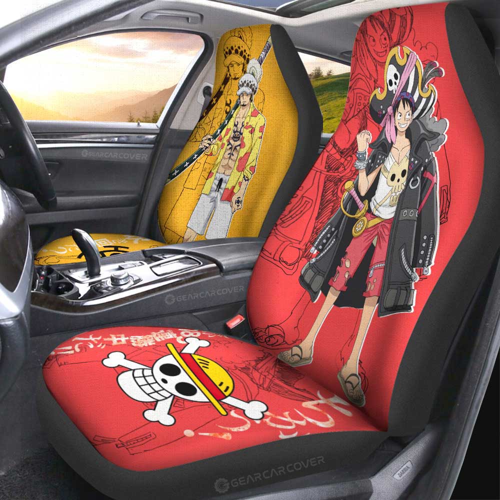 Luffy And Law Car Seat Covers Custom Red Car Accessories - Gearcarcover - 4