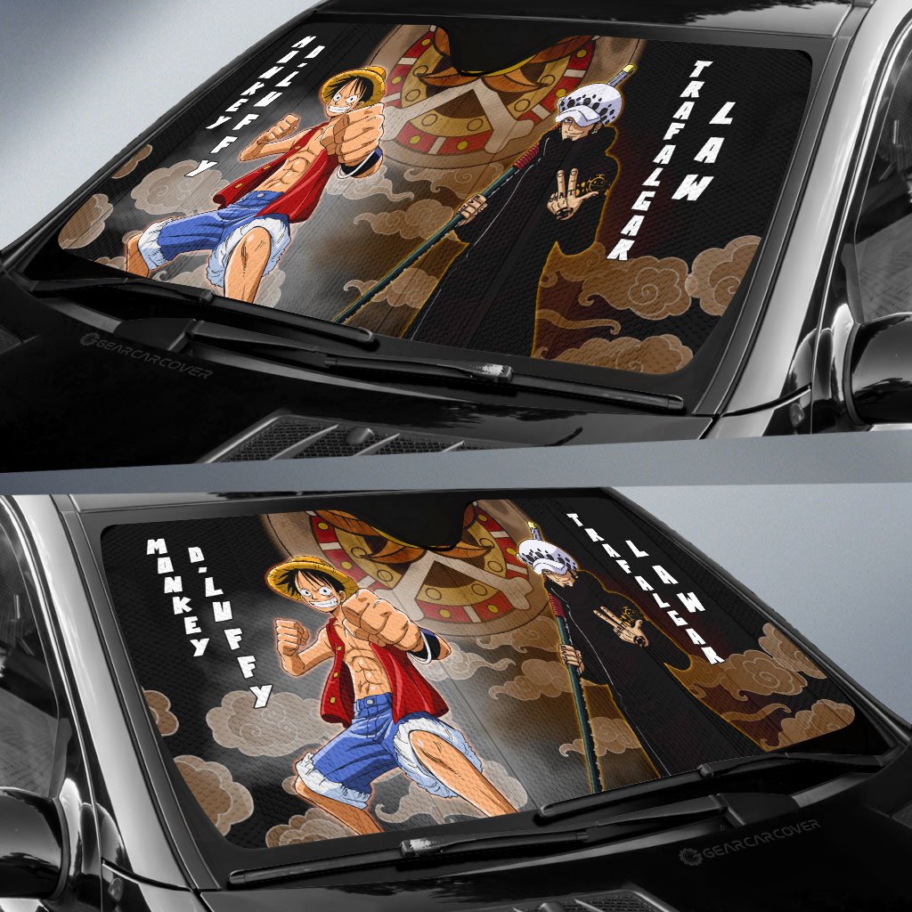 Luffy And Law Car Sunshade Custom For Fans - Gearcarcover - 2