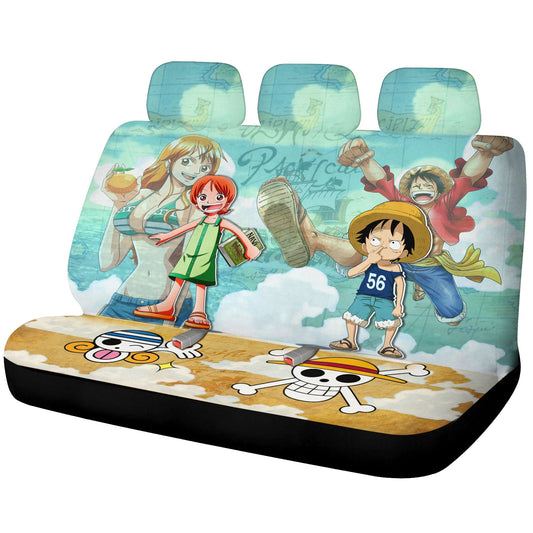 Luffy And Nami Car Back Seat Covers Custom Map Car Accessories - Gearcarcover - 1