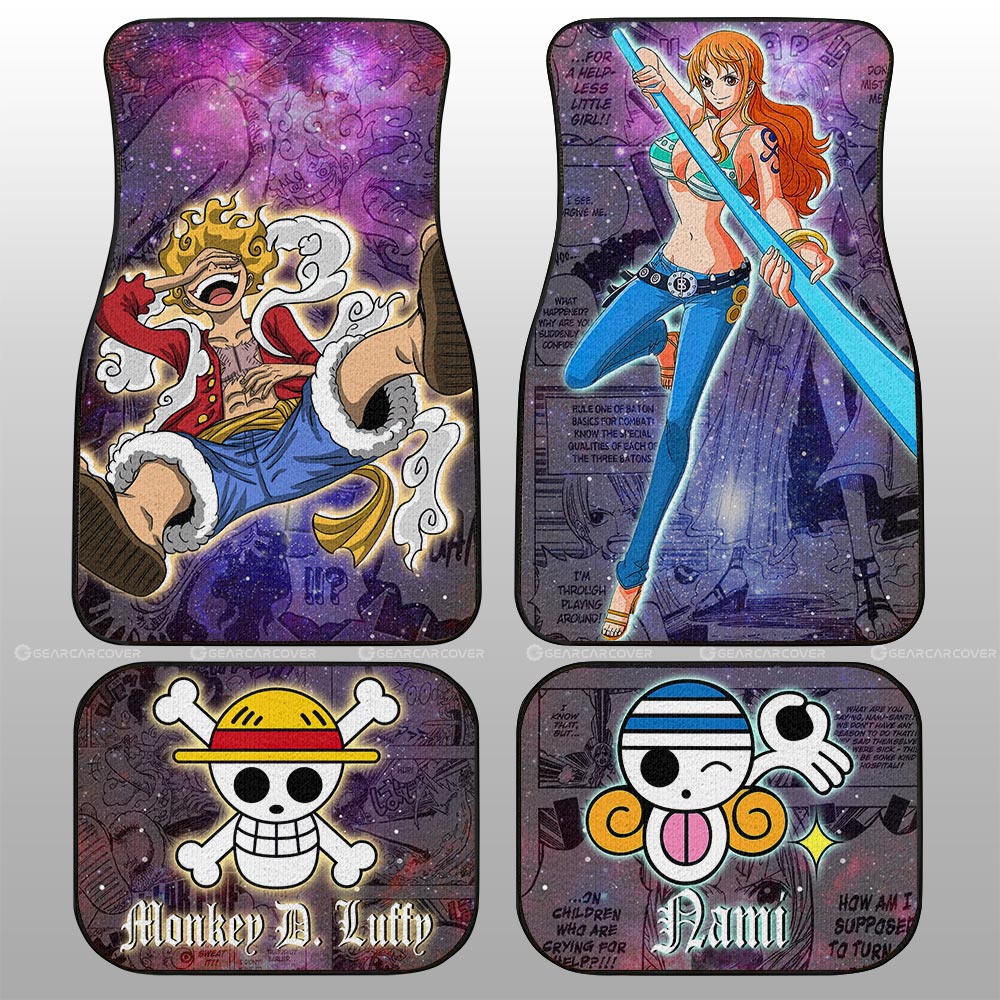 Luffy And Nami Car Floor Mats Custom Car Accessories Manga Galaxy Style - Gearcarcover - 1