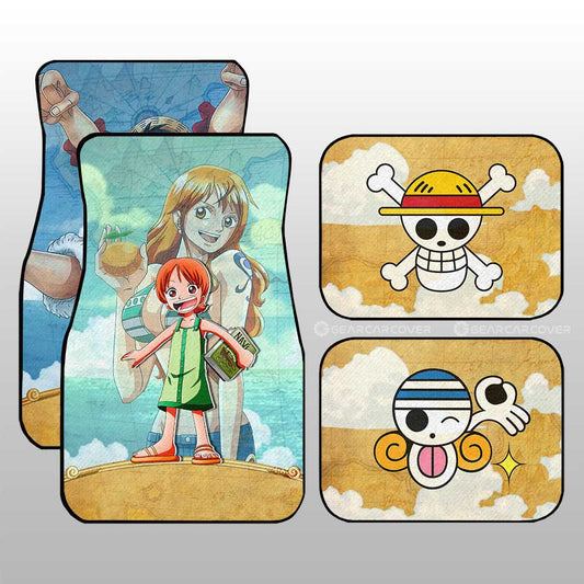 Luffy And Nami Car Floor Mats Custom Map Car Accessories For Fans - Gearcarcover - 2