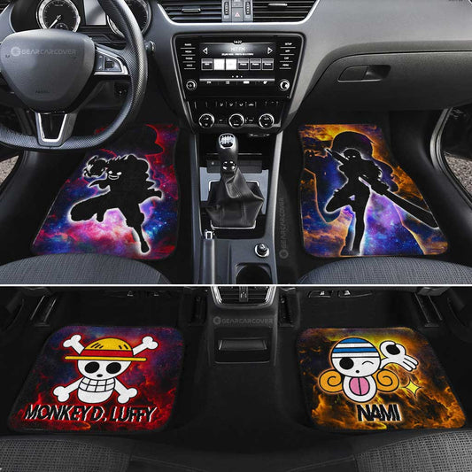 Luffy And Nami Car Floor Mats Custom Silhouette Style - Gearcarcover - 2