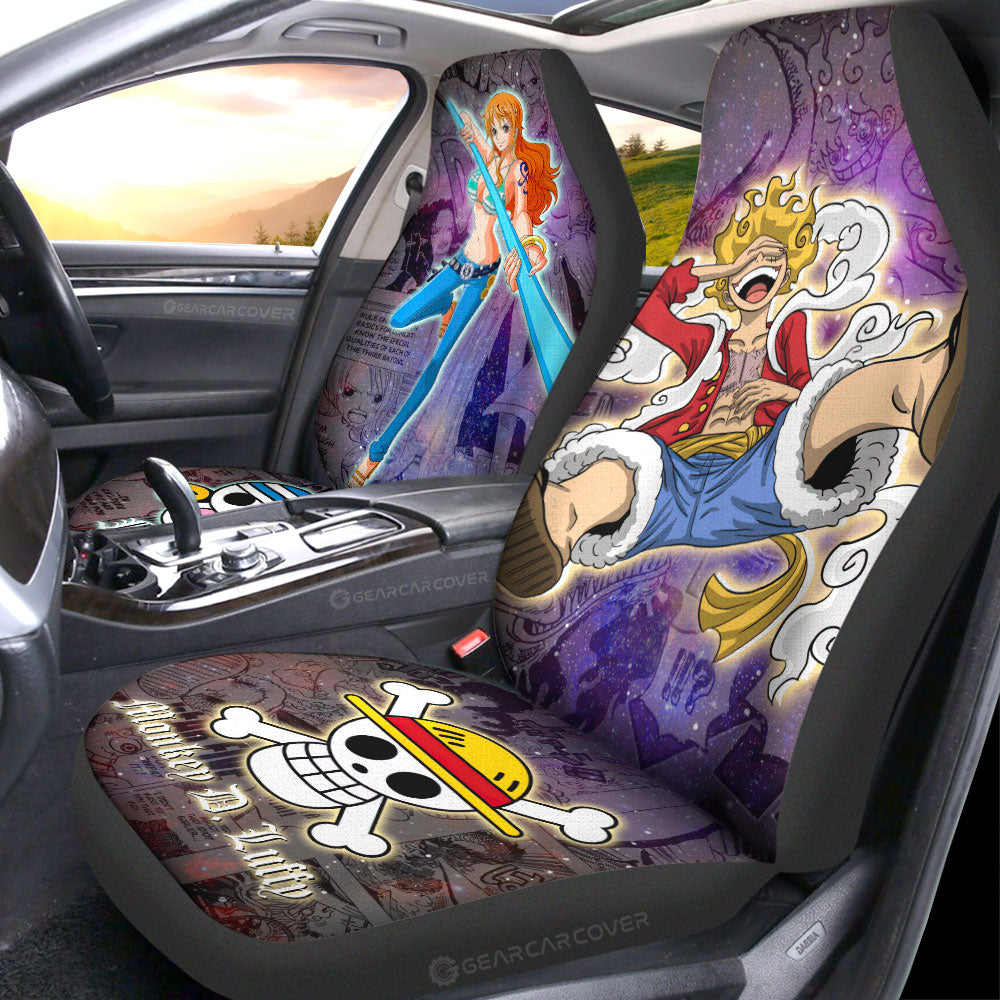 Luffy And Nami Car Seat Covers Custom Car Accessories Manga Galaxy Style - Gearcarcover - 2