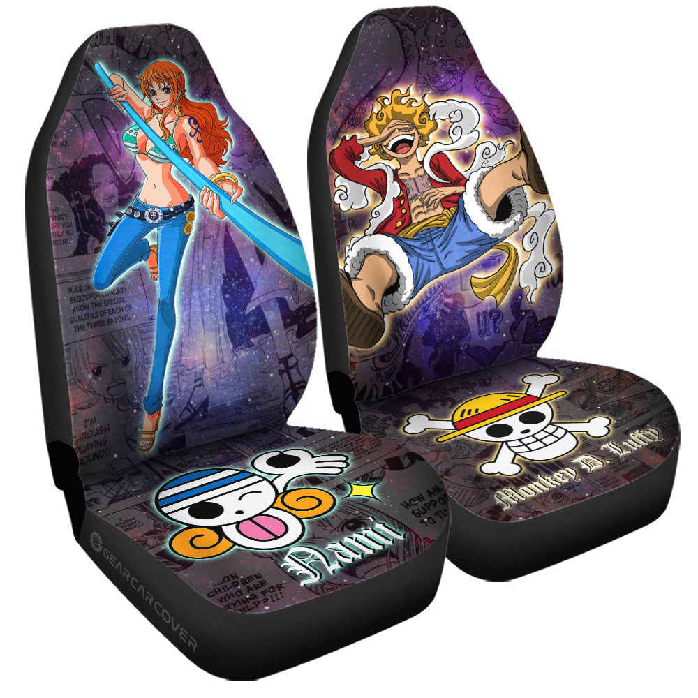 Luffy And Nami Car Seat Covers Custom Car Accessories Manga Galaxy Style - Gearcarcover - 3